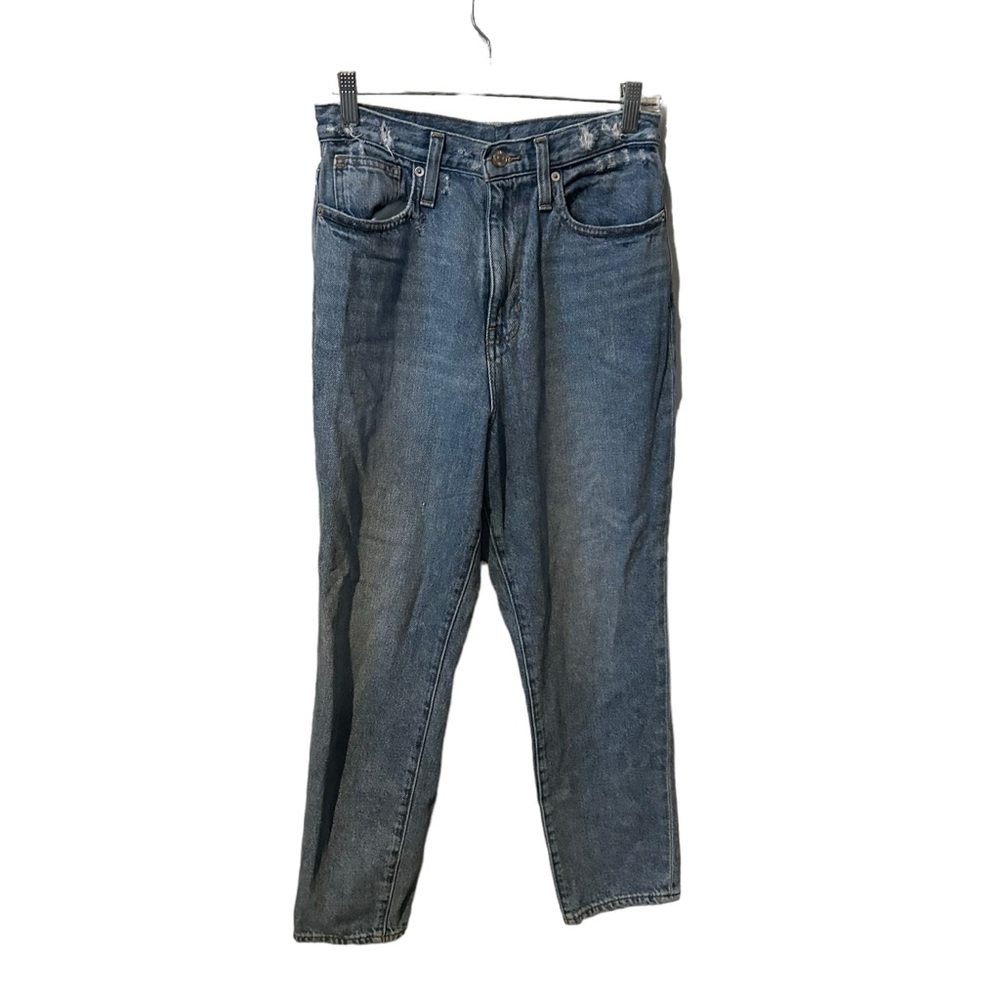 Madewell The Mom Jean Size 28 Distressed Waistband Light To Medium Wash.
